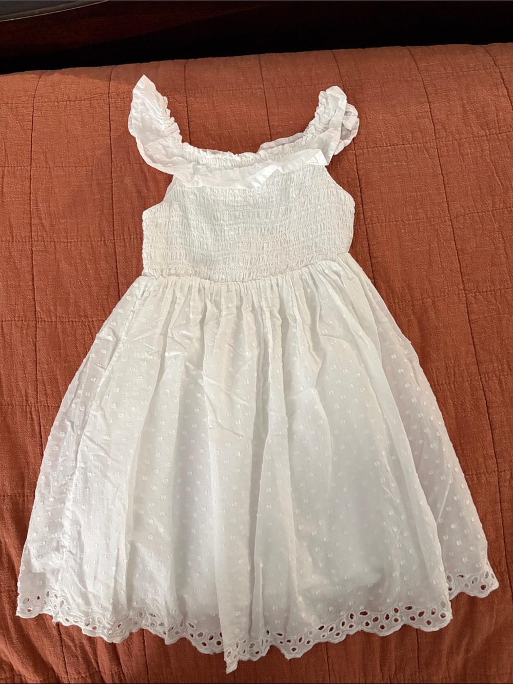 Cat & Jack White Eyelet Sundress with Ruffle Straps